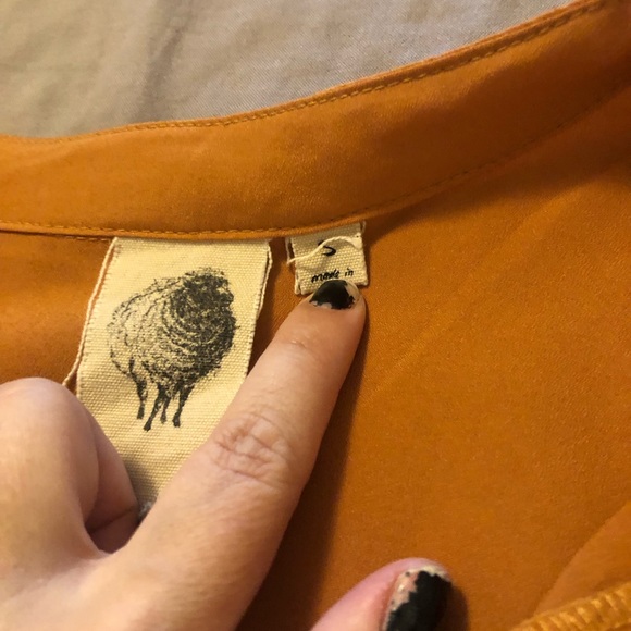 Mustard colored button up NWOT YB - Picture 7 of 11